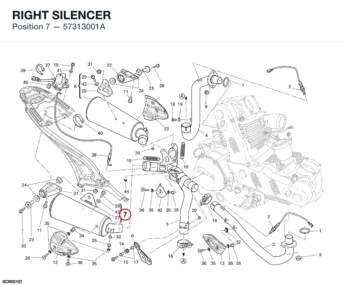 RIGHT SILENCER 57313001A diagram position