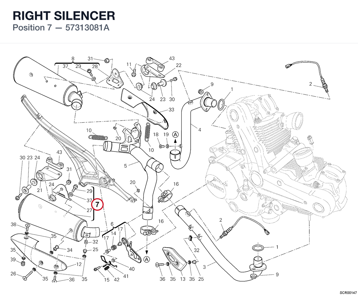 RIGHT SILENCER 57313081A diagram position