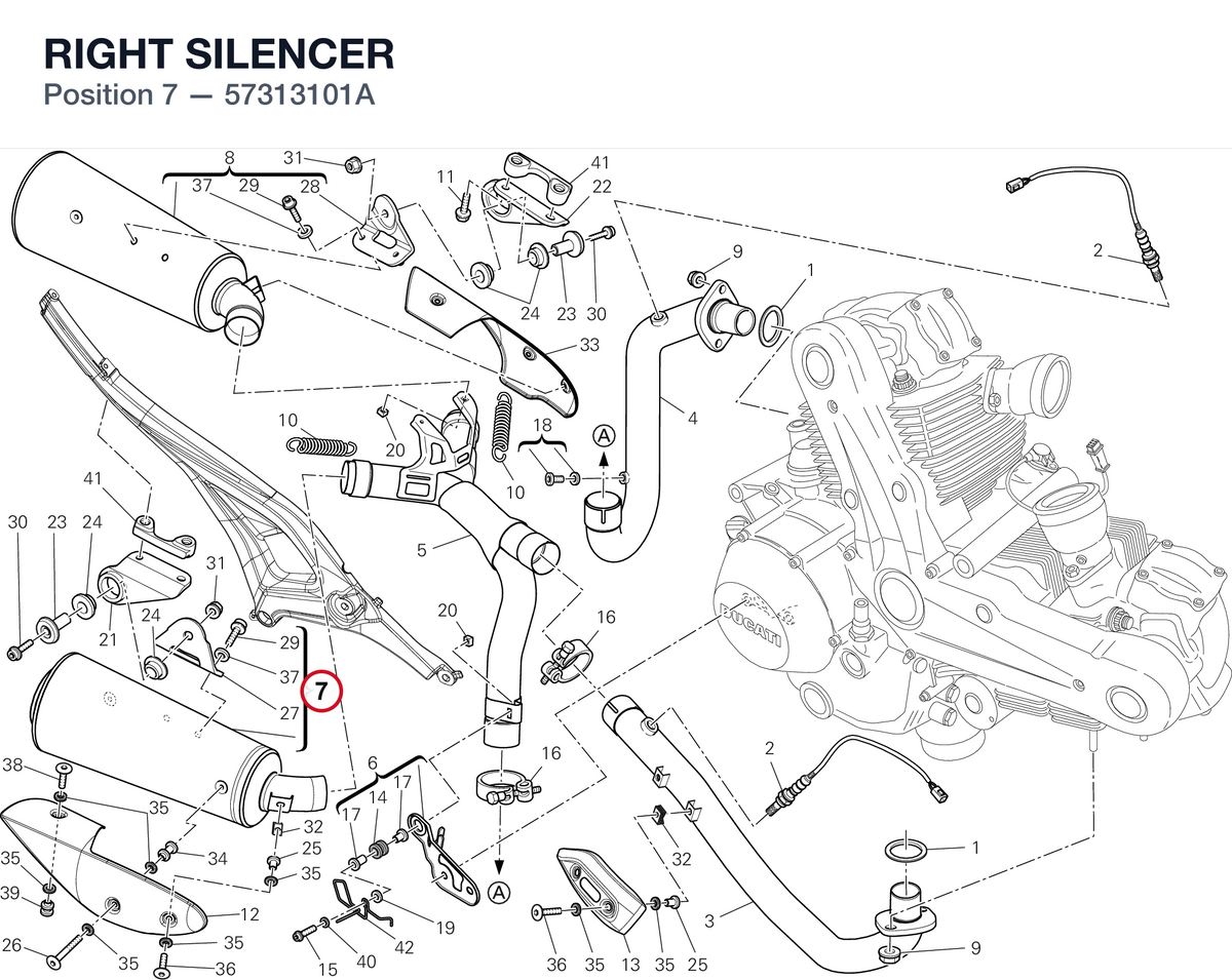 RIGHT SILENCER 57313101A diagram position