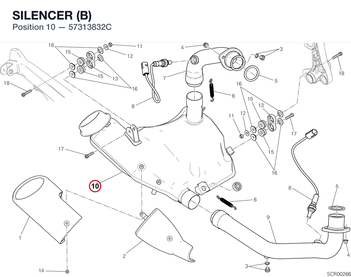 SILENCER (B) 57313832C diagram position