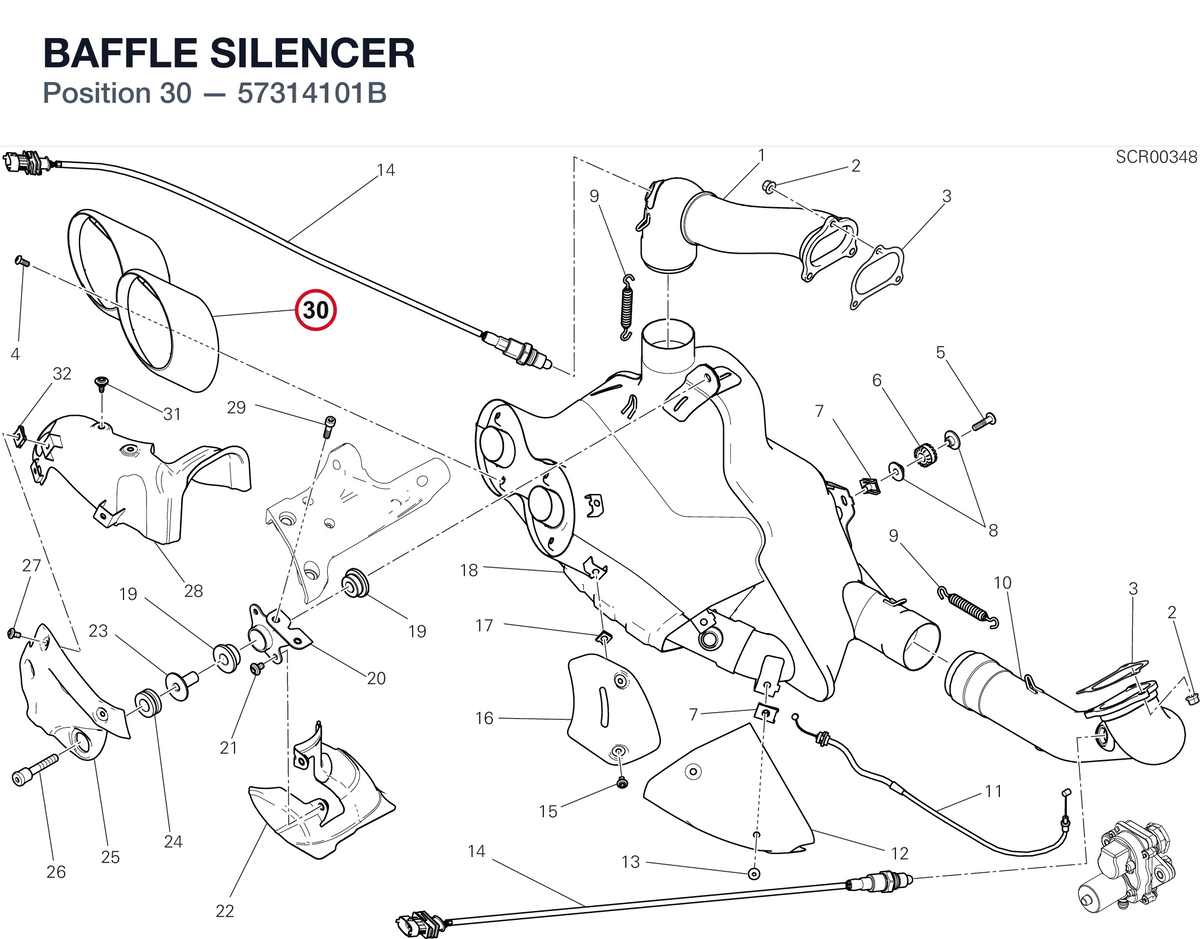 BAFFLE SILENCER 57314101B diagram position