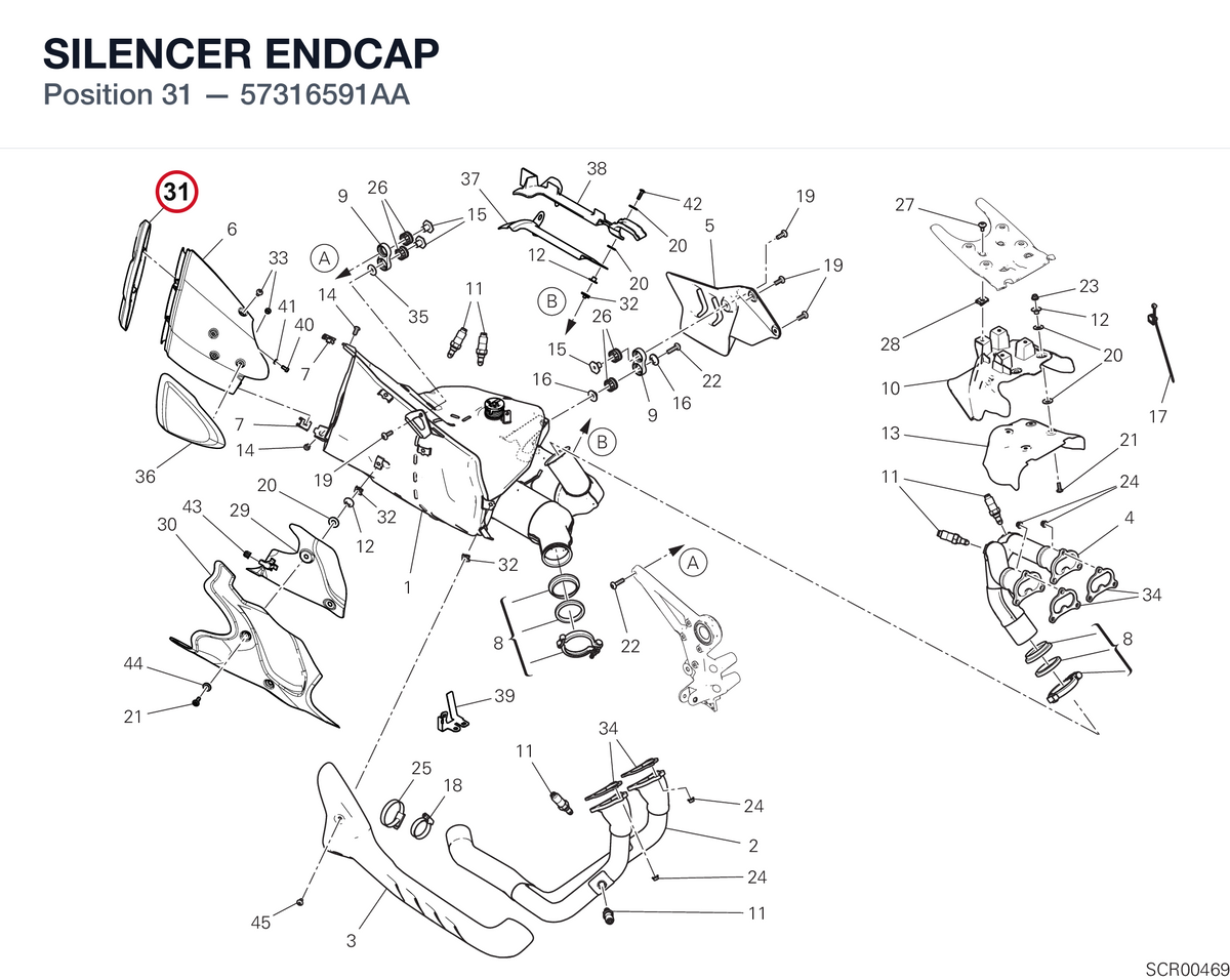 SILENCER ENDCAP 57316591AA diagram position