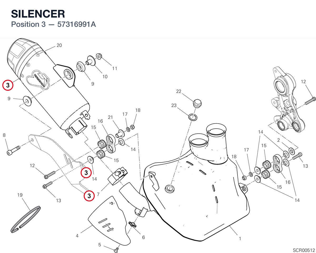 SILENCER 57316991A diagram position