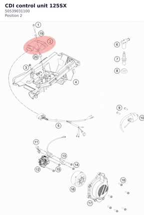 Diagram preview: CDI control unit 125SX (50539031100)