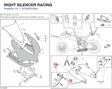 RIGHT SILENCER RACING 57322012AA diagram position