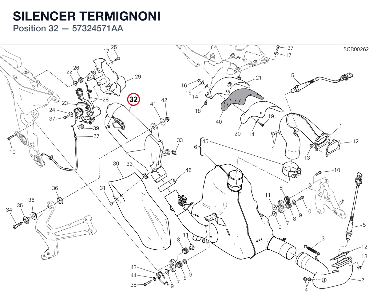 SILENCER TERMIGNONI 57324571AA diagram position
