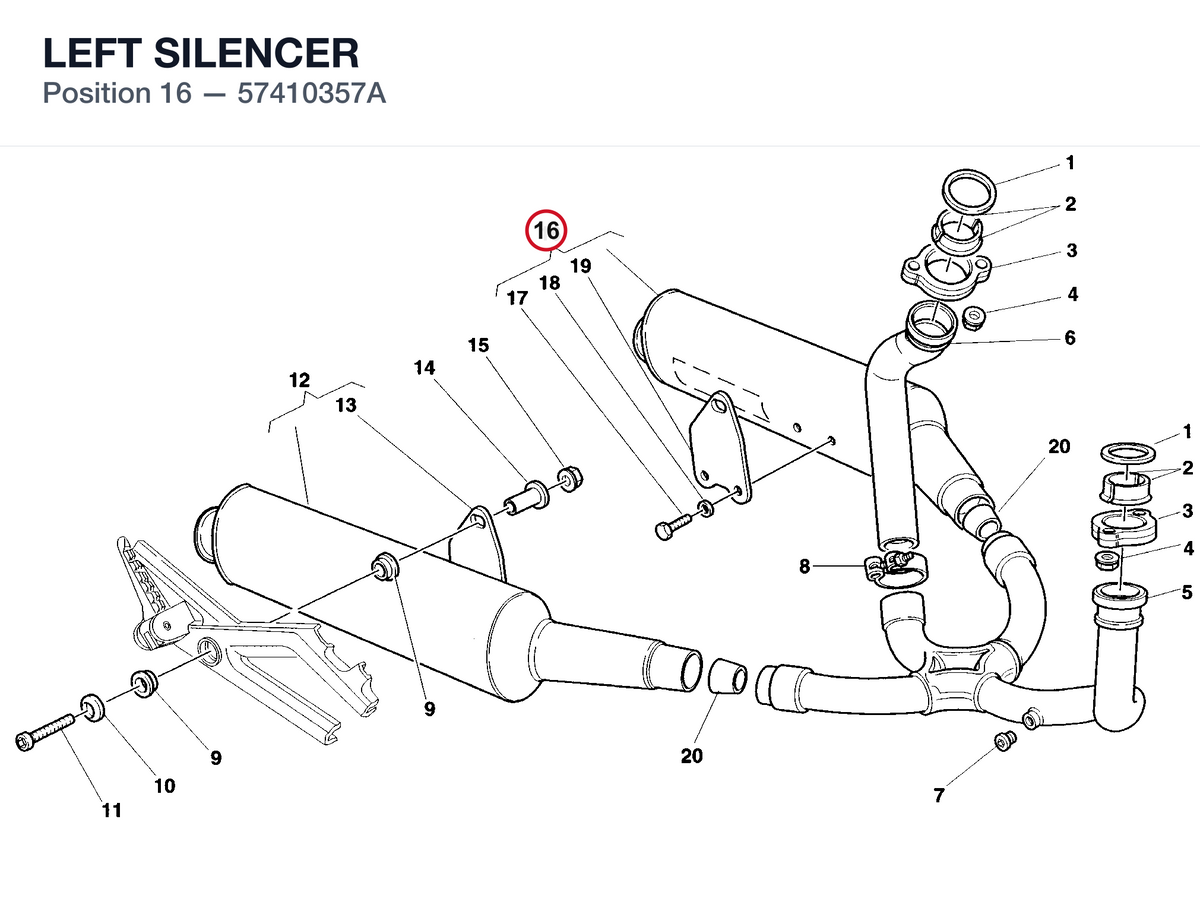 LEFT SILENCER 57410357A diagram position