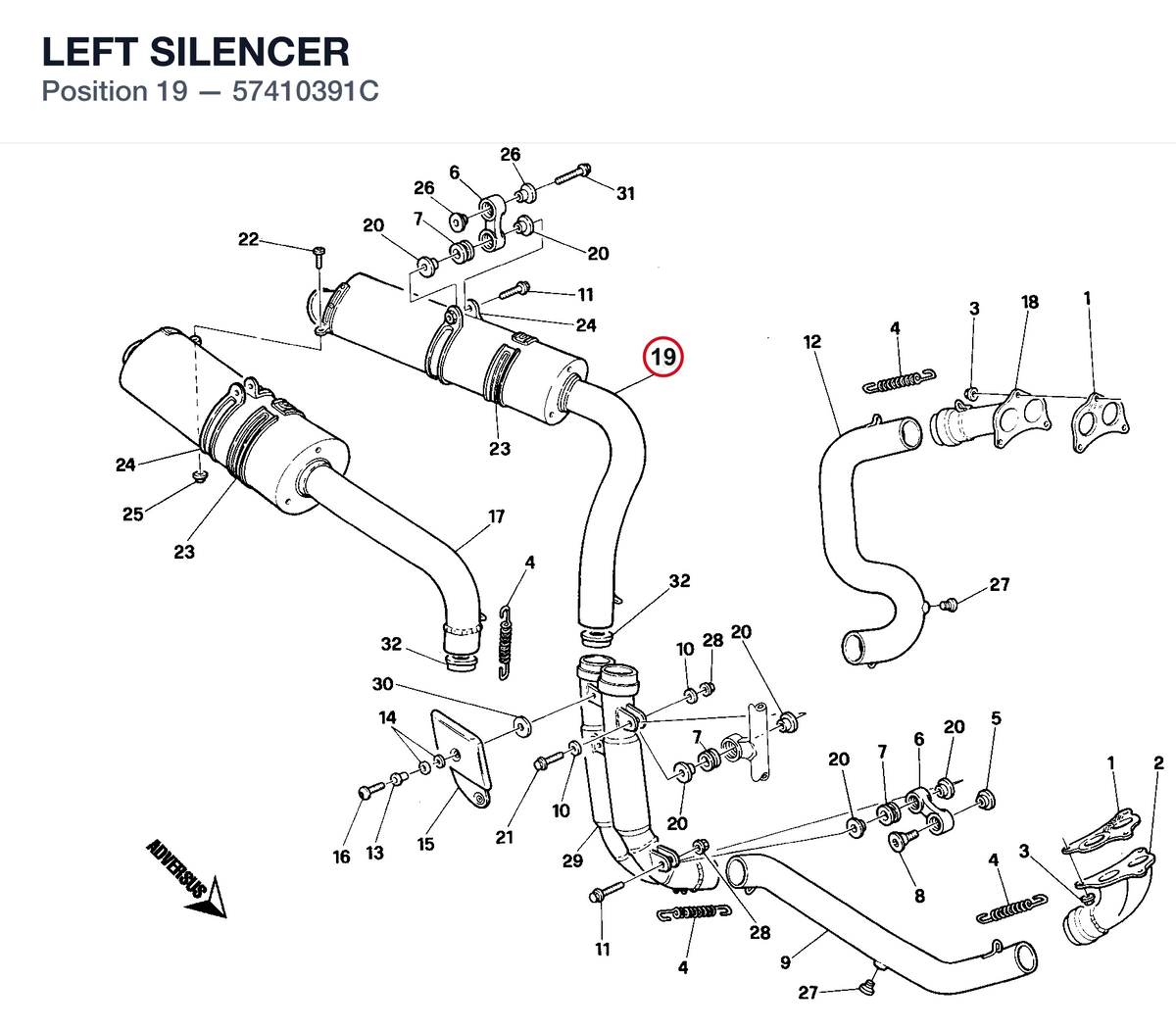 LEFT SILENCER 57410391C diagram position