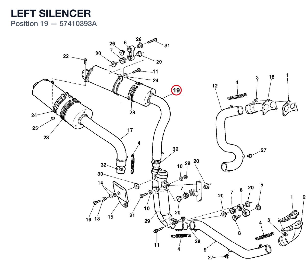 LEFT SILENCER 57410393A diagram position
