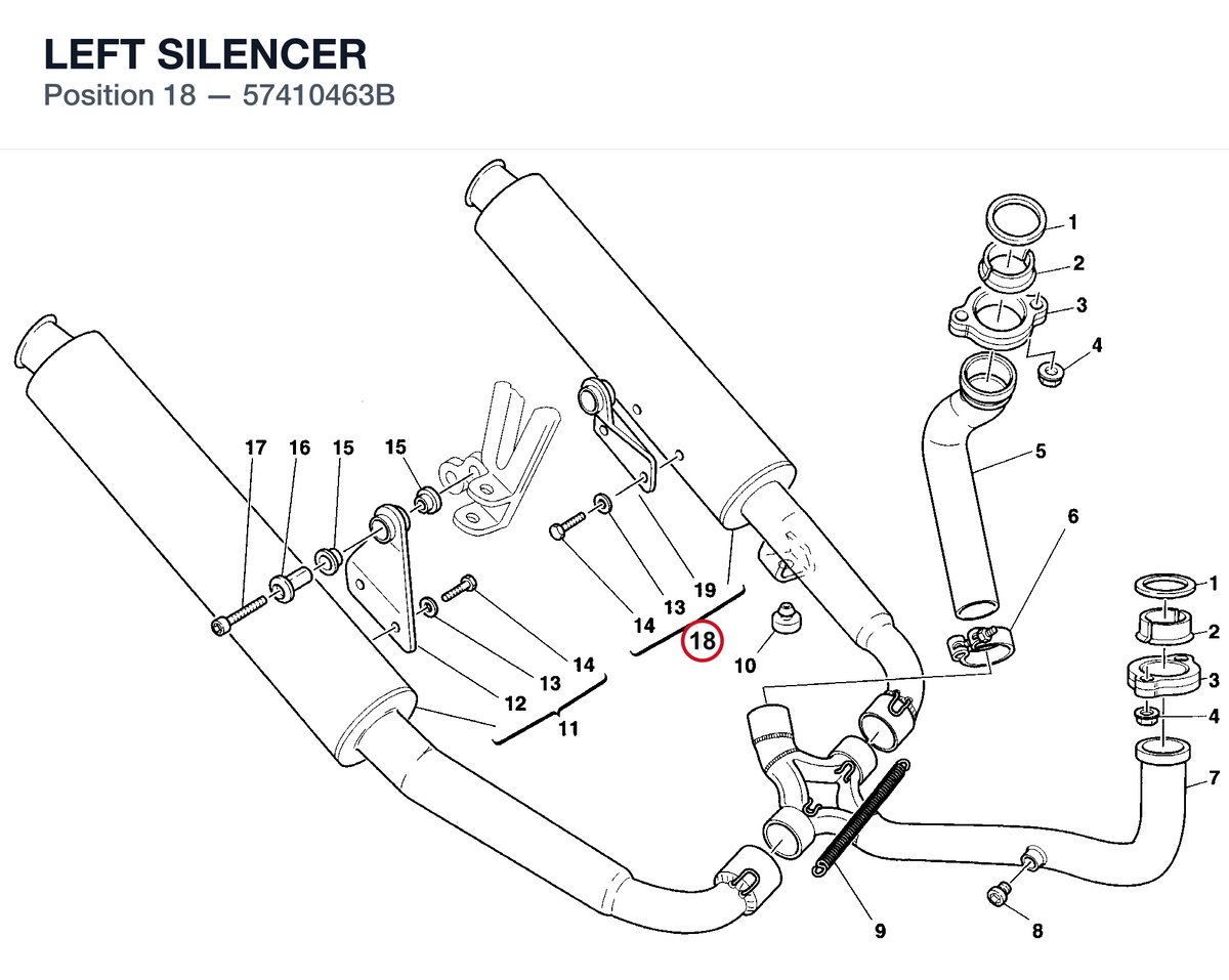 LEFT SILENCER 57410463B diagram position