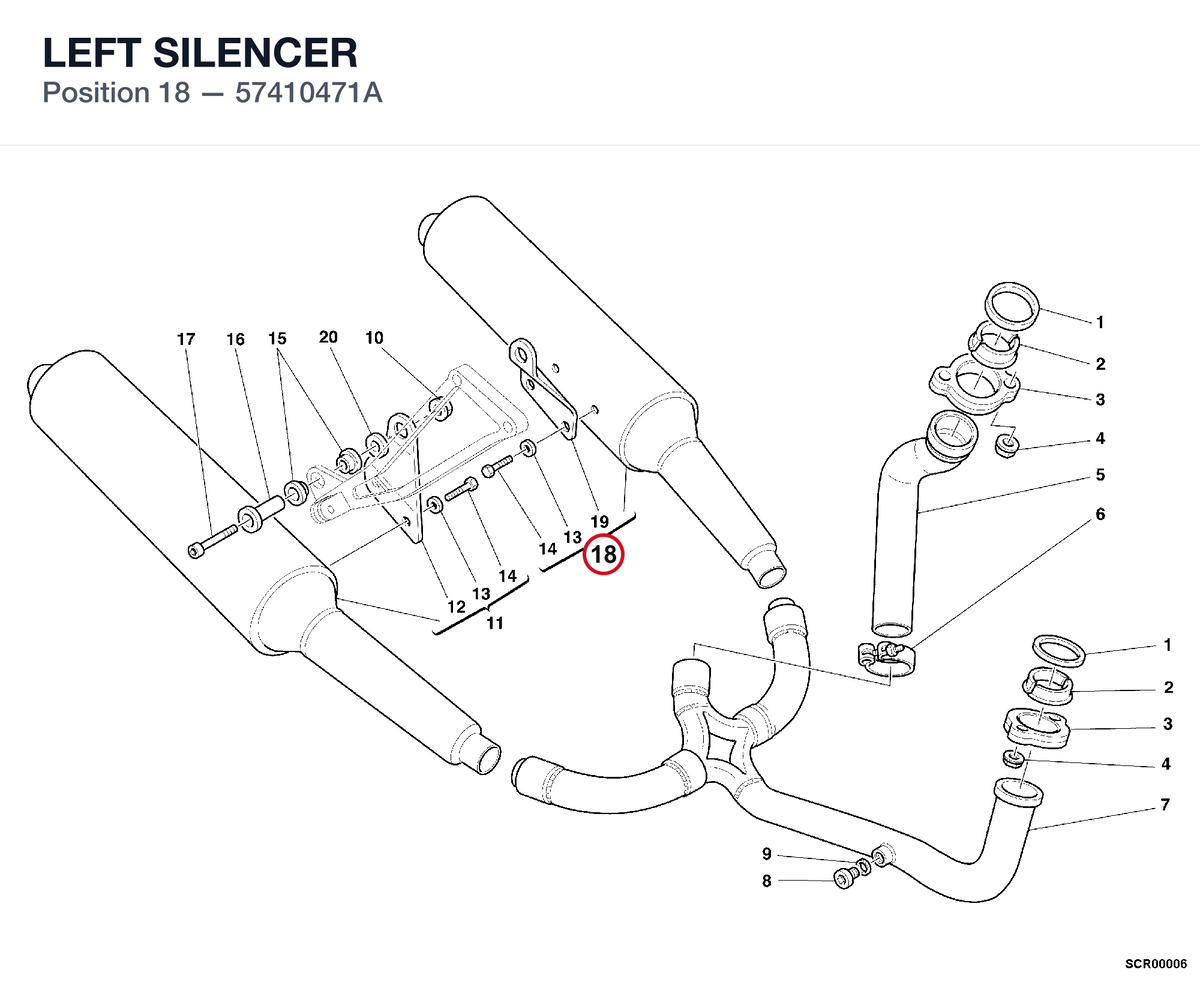 LEFT SILENCER 57410471A diagram position