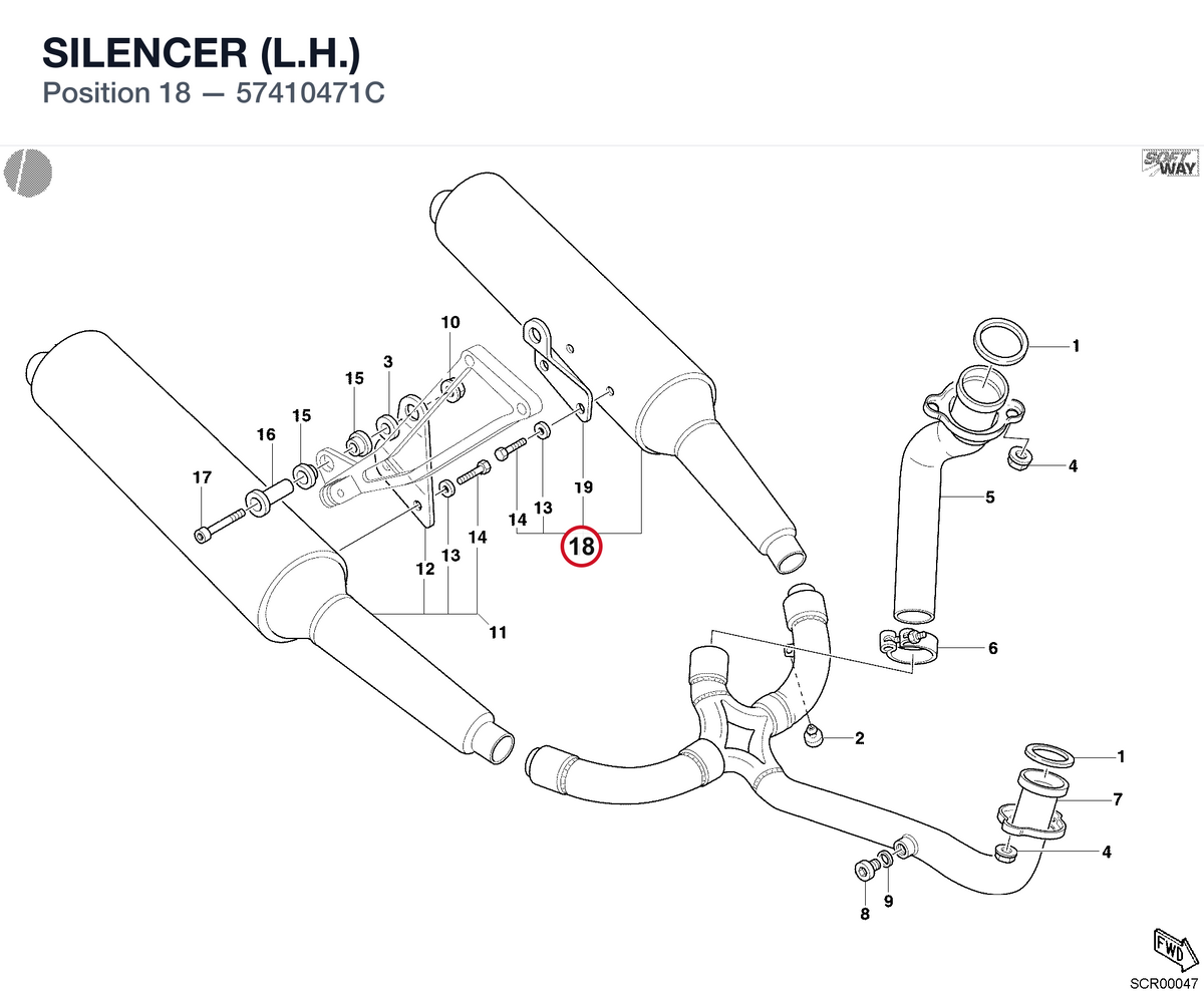 SILENCER  (L.H.) 57410471C diagram position