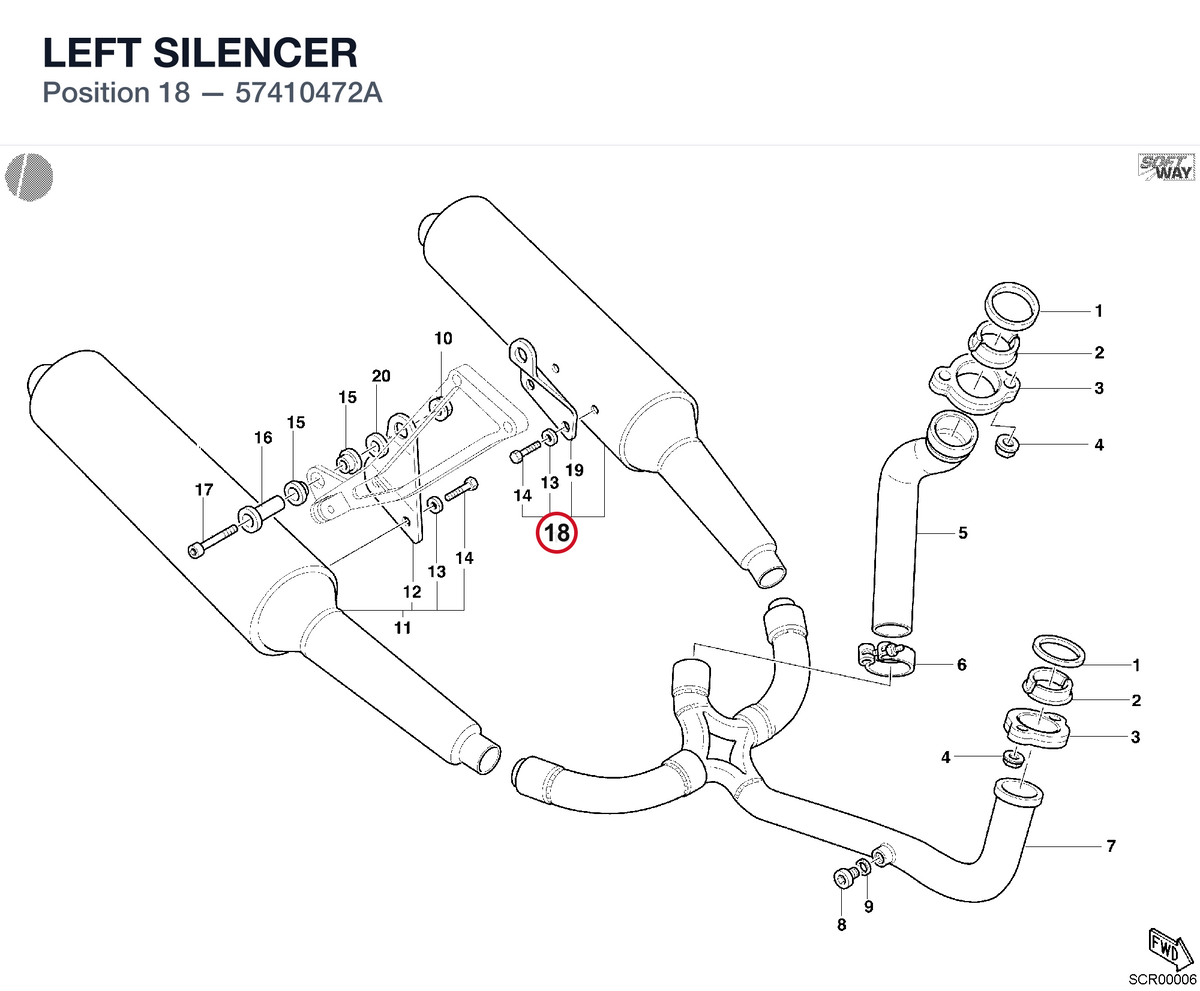 LEFT SILENCER 57410472A diagram position