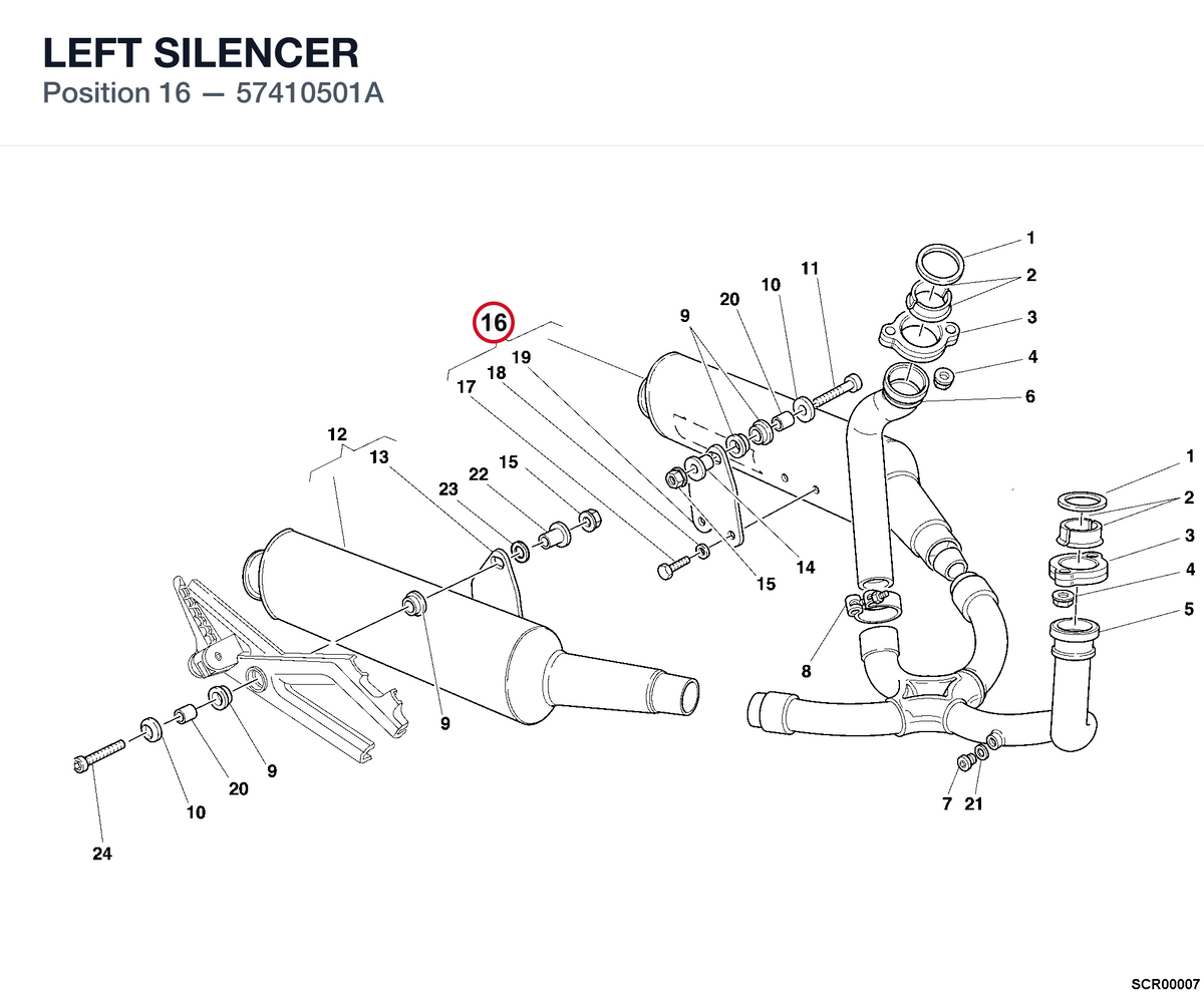 LEFT SILENCER 57410501A diagram position