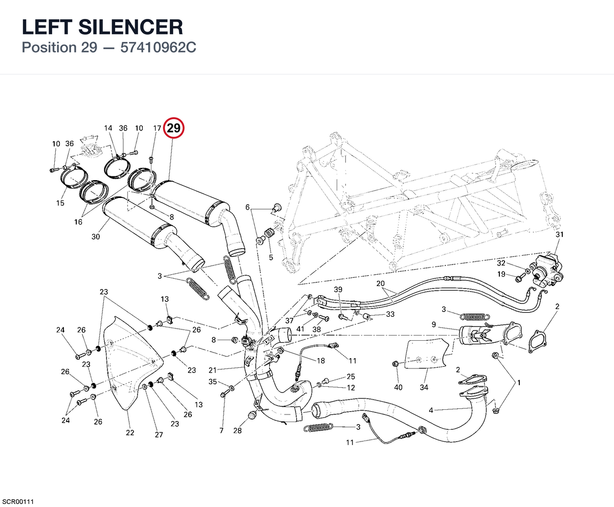 LEFT SILENCER 57410962C diagram position