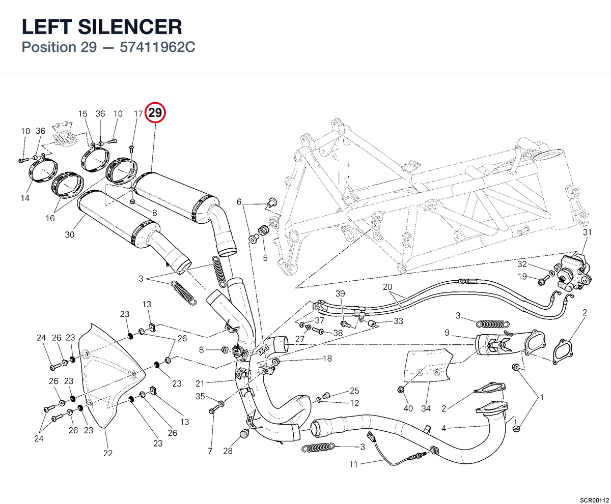 LEFT SILENCER 57411962C diagram position