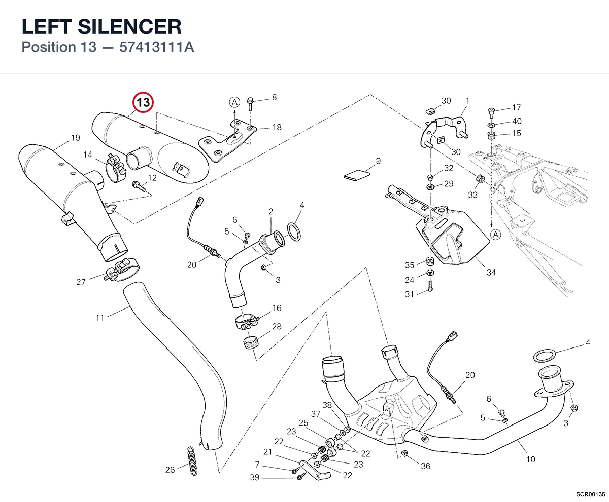 LEFT SILENCER 57413111A diagram position