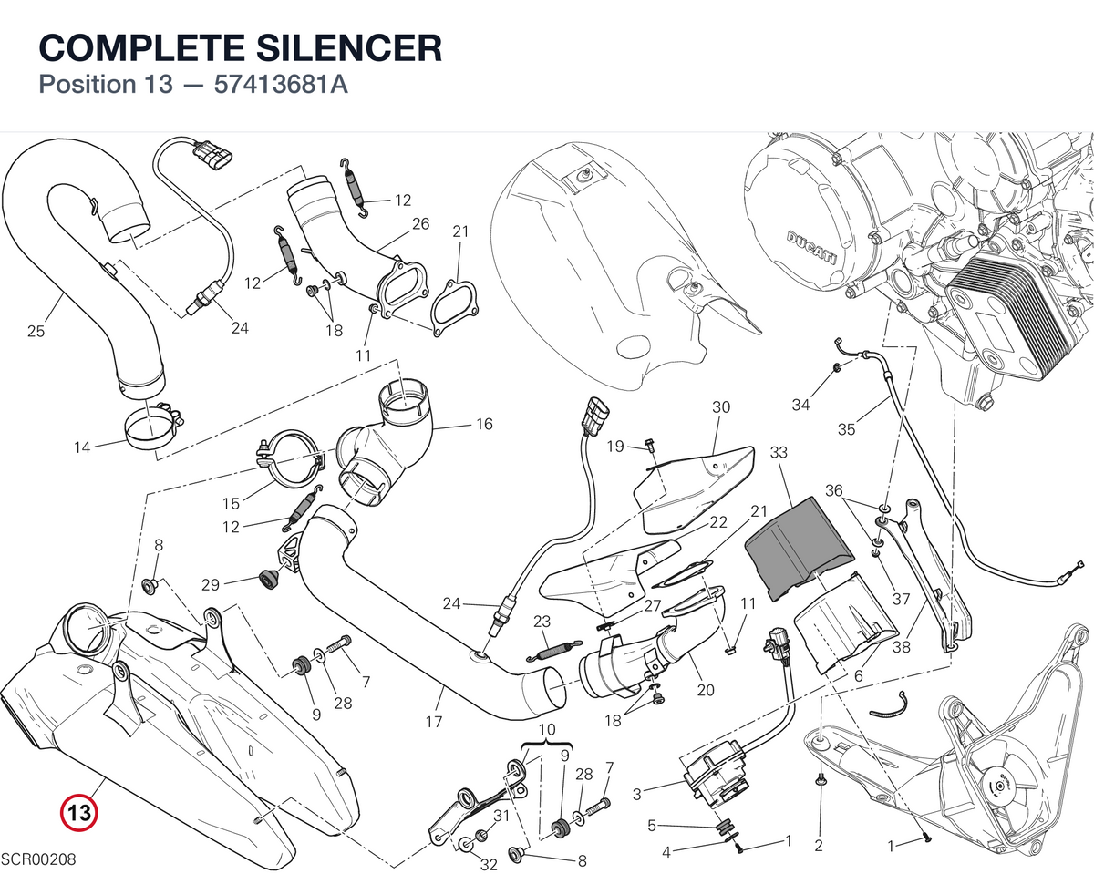 COMPLETE SILENCER 57413681A diagram position