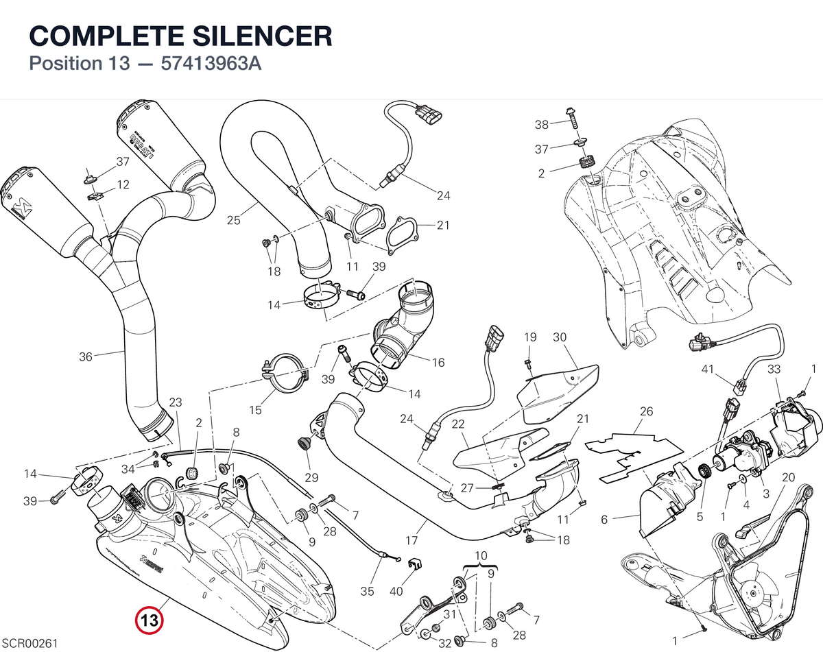 COMPLETE SILENCER 57413963A diagram position