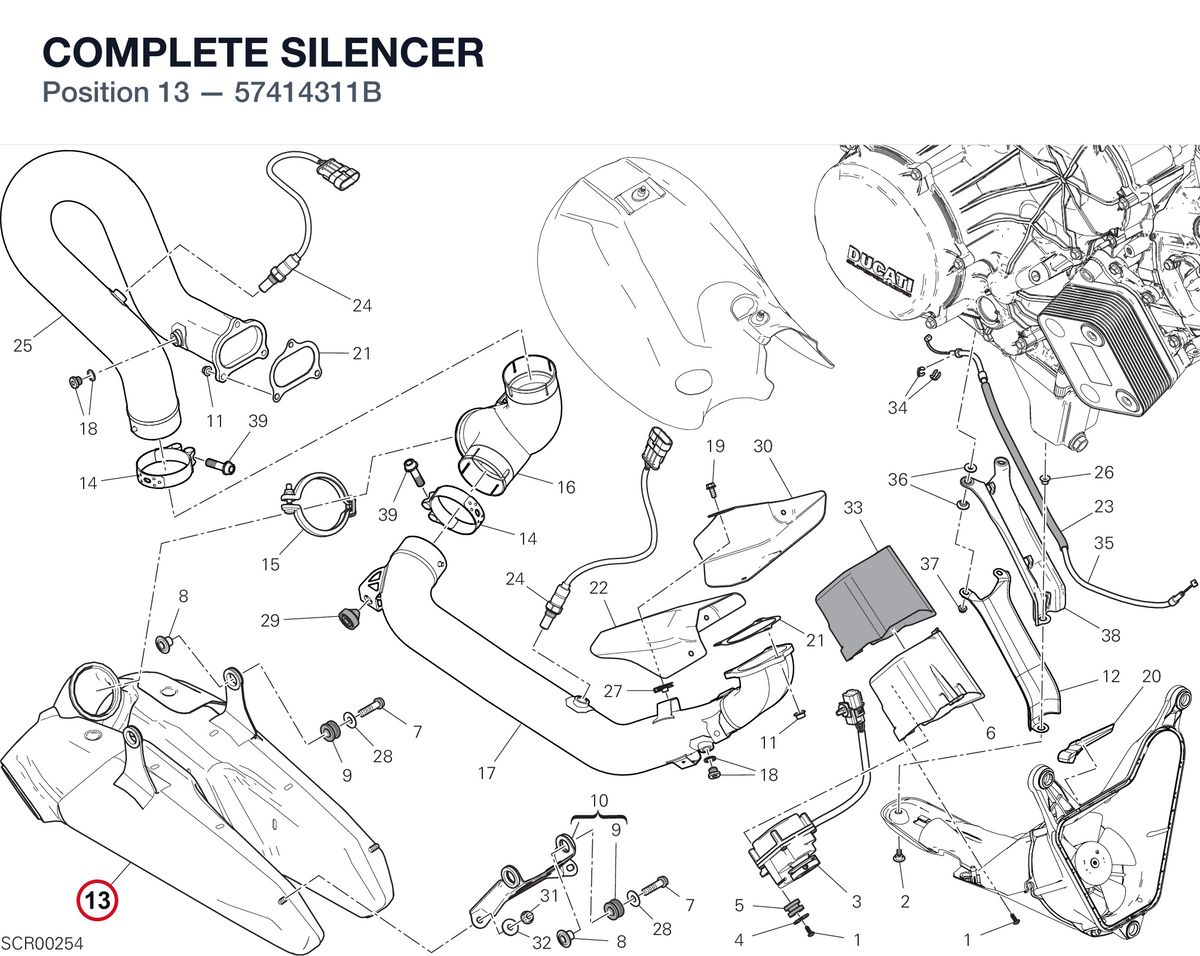 COMPLETE SILENCER 57414311B diagram position
