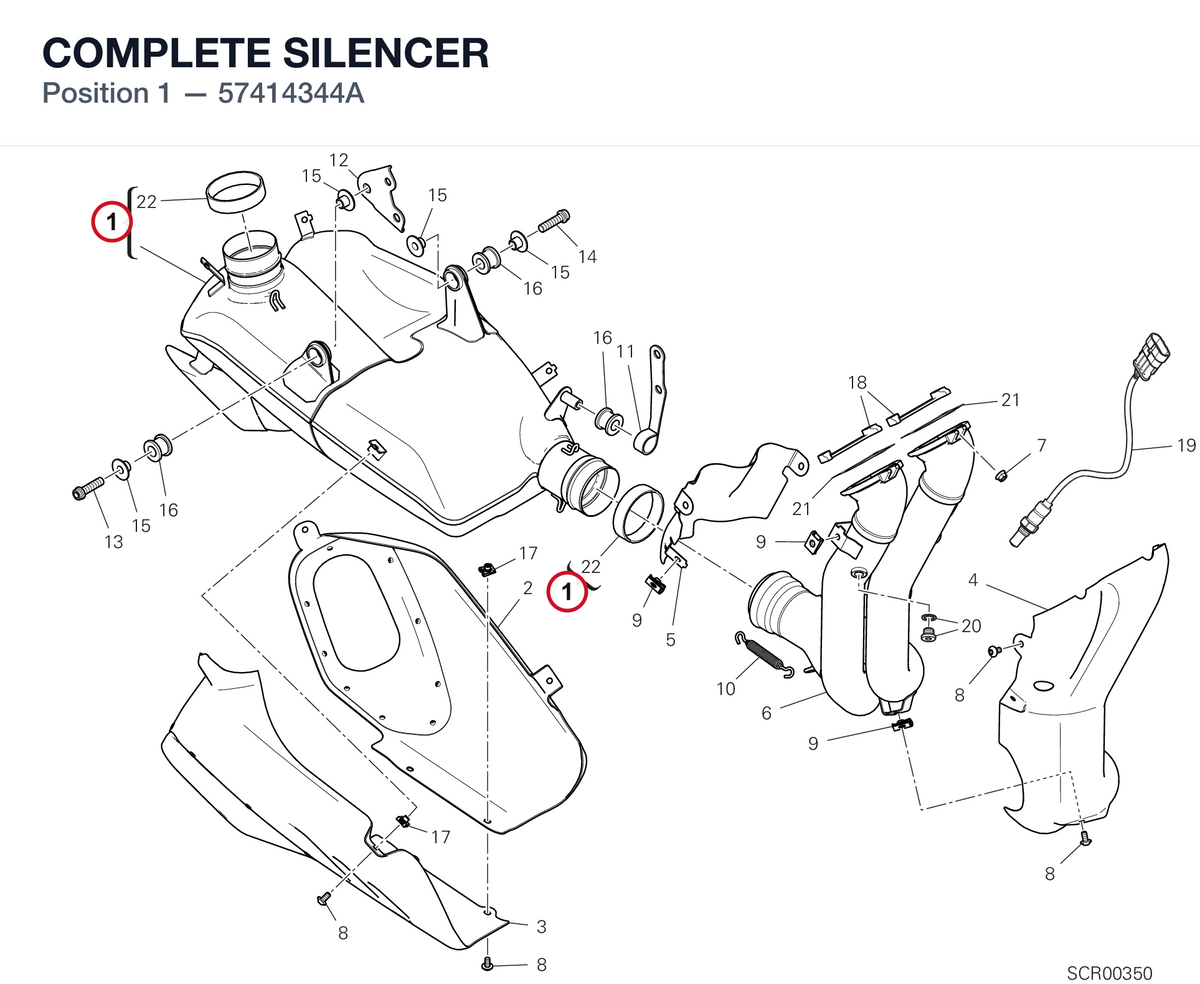 COMPLETE SILENCER 57414344A diagram position