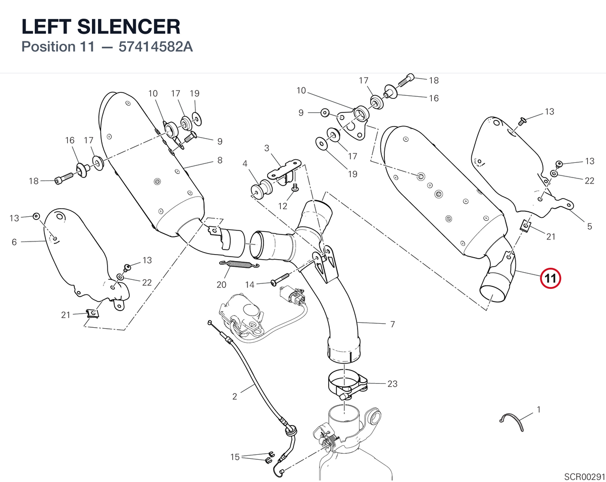 LEFT SILENCER 57414582A diagram position