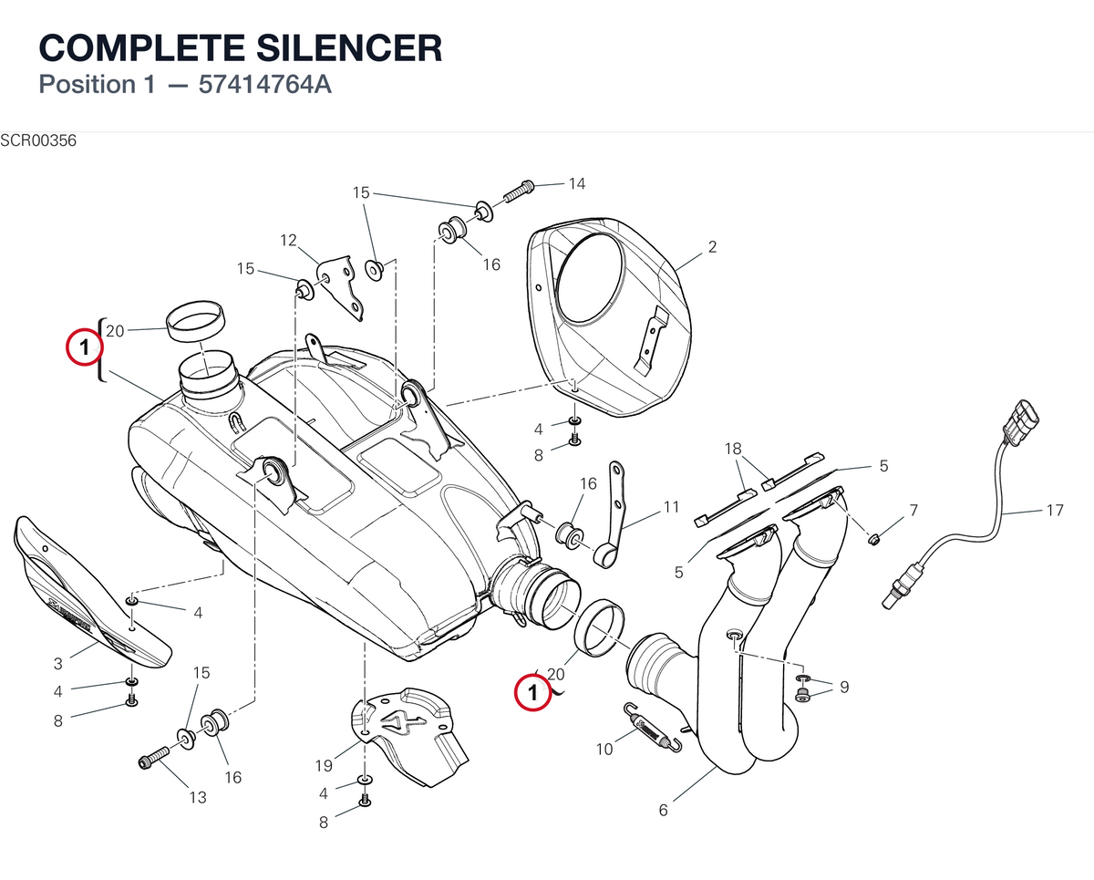 COMPLETE SILENCER 57414764A diagram position