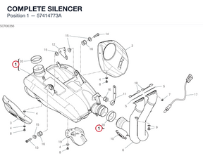 COMPLETE SILENCER 57414773A diagram position