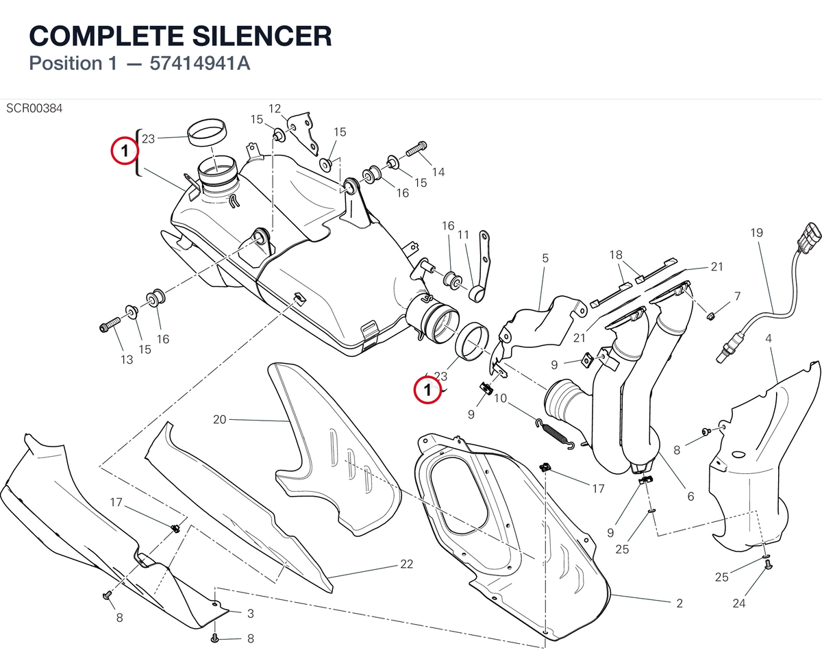 COMPLETE SILENCER 57414941A diagram position
