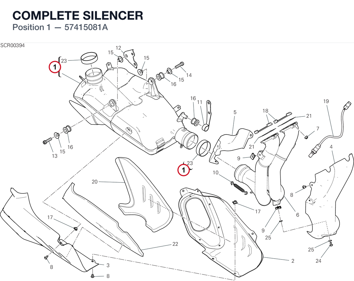 COMPLETE SILENCER 57415081A diagram position