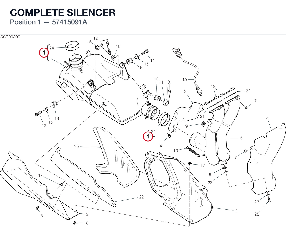 COMPLETE SILENCER 57415091A diagram position