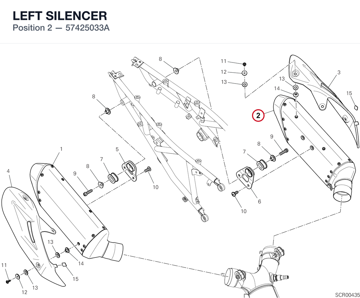 LEFT SILENCER 57425033A diagram position