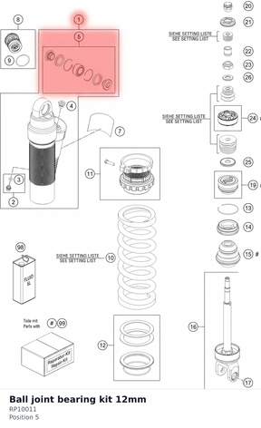 Diagram preview: Ball joint bearing kit 12mm (RP10011)