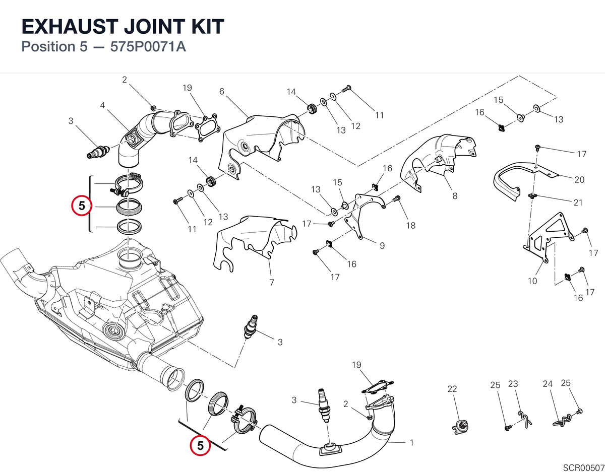 EXHAUST JOINT KIT 575P0071A diagram position