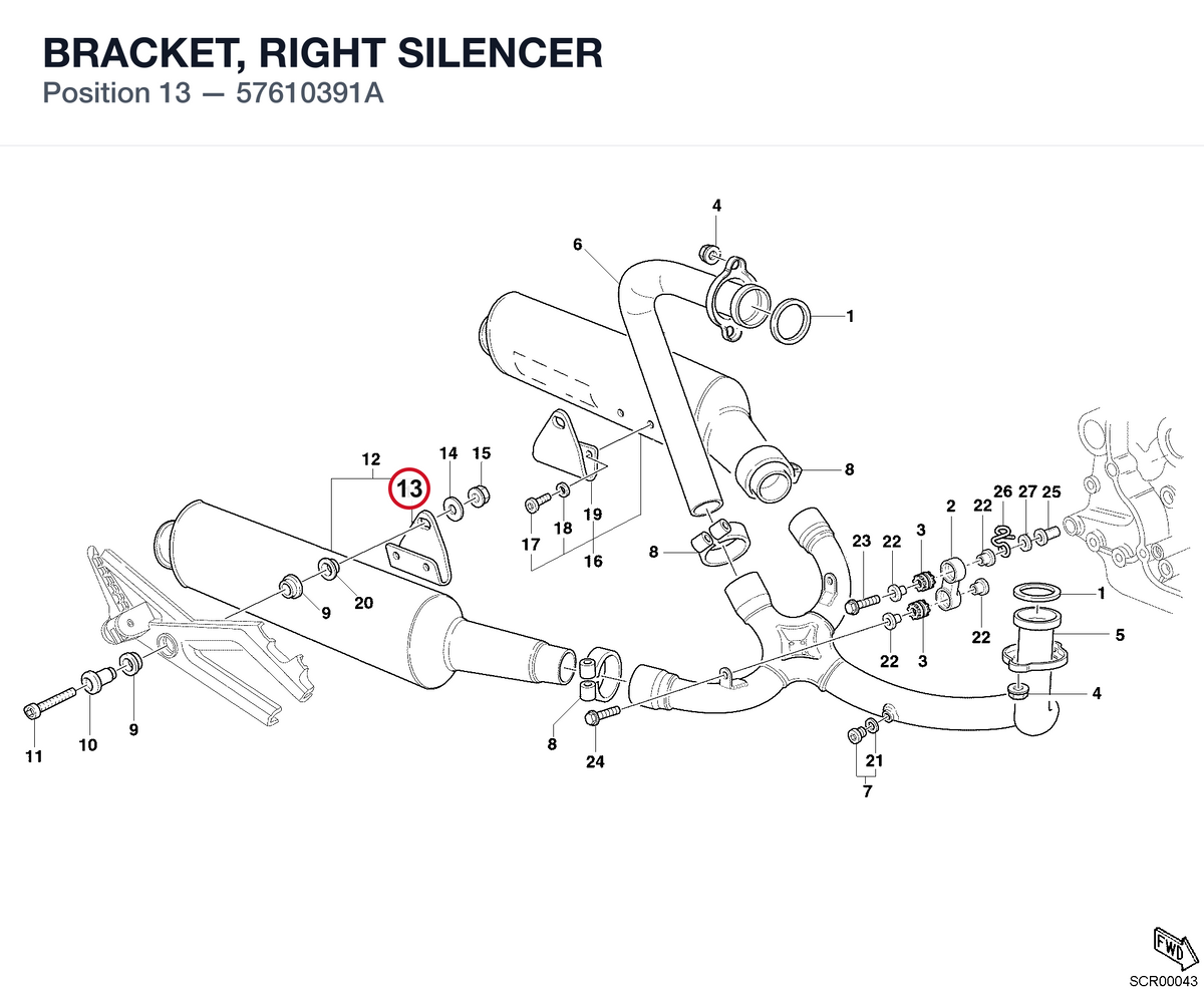 BRACKET, RIGHT SILENCER