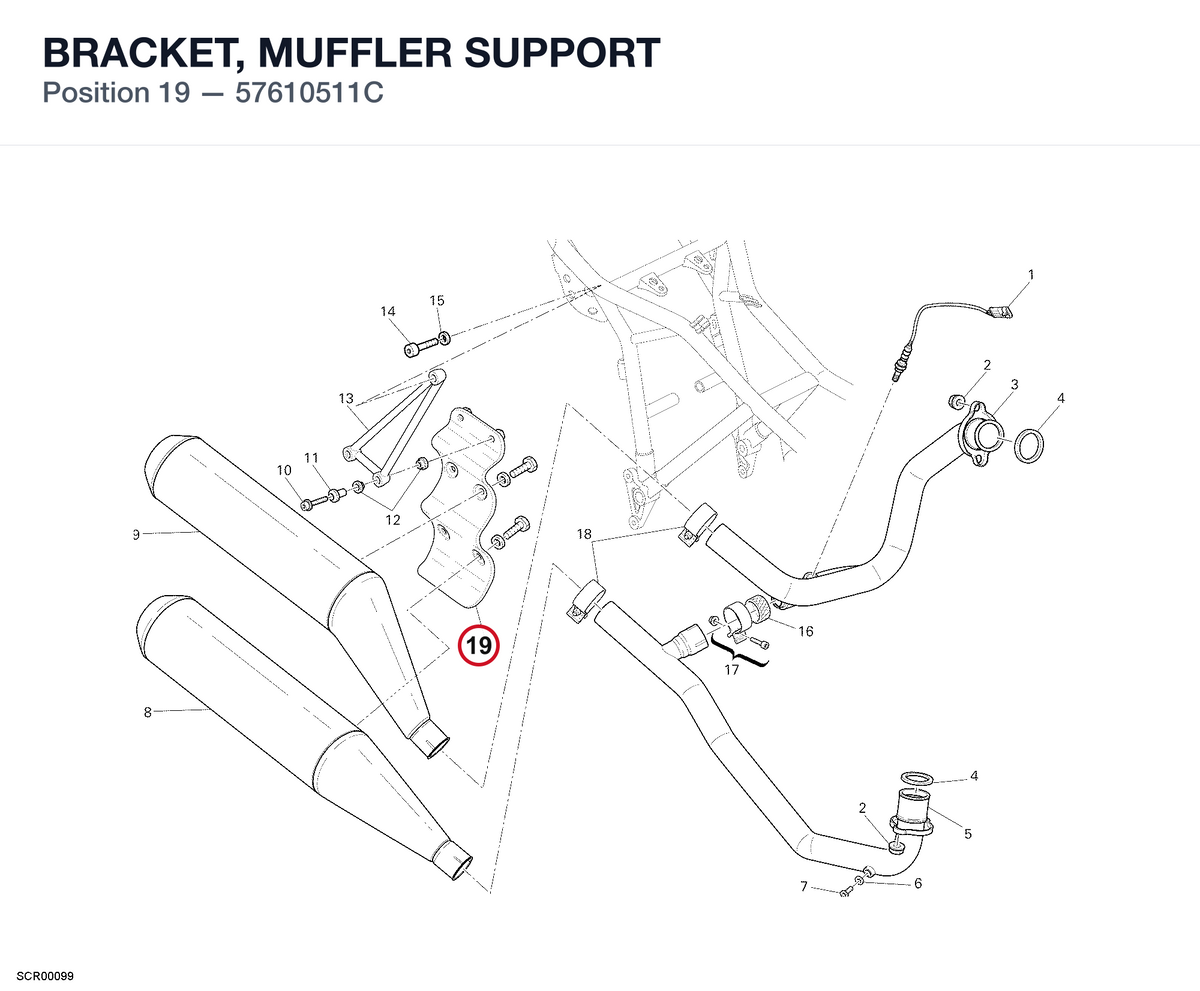 BRACKET, MUFFLER SUPPORT 57610511C diagram position