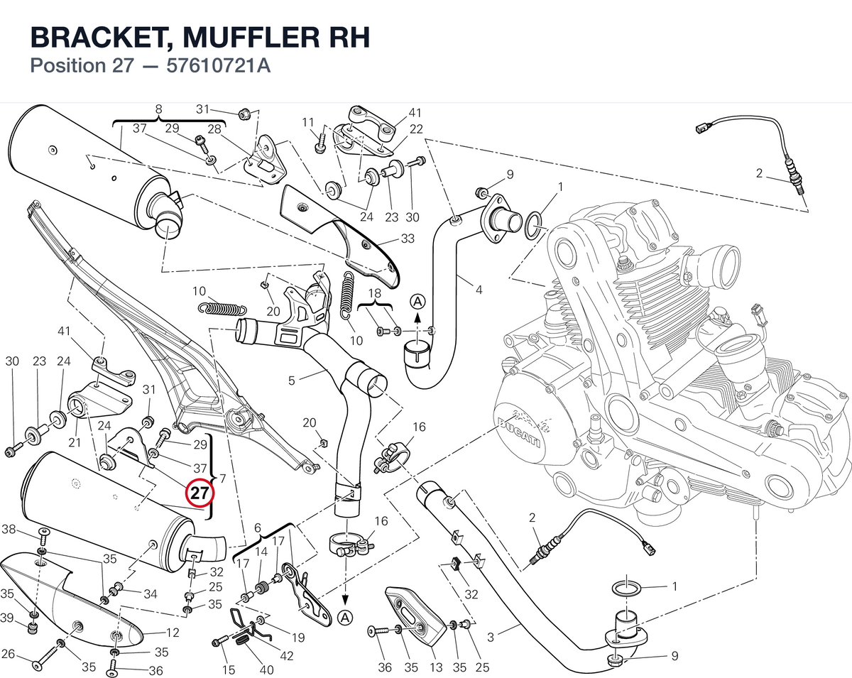 BRACKET, MUFFLER RH 57610721A diagram position