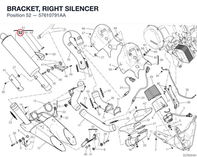 BRACKET, RIGHT SILENCER 57610791AA diagram position
