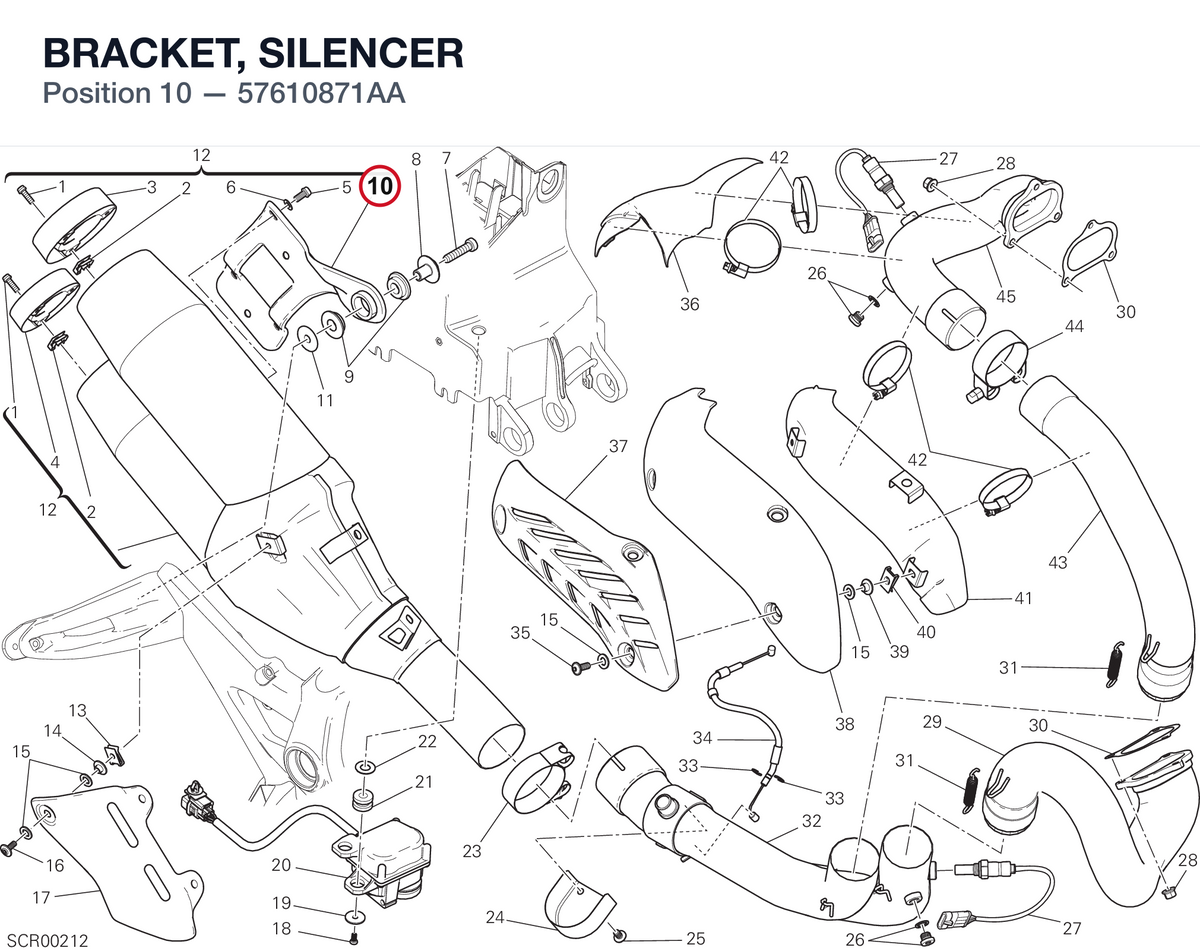 BRACKET, SILENCER 57610871AA diagram position