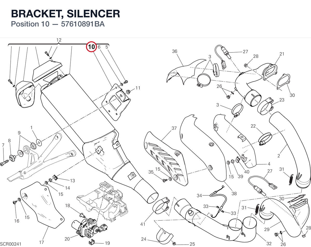 BRACKET, SILENCER 57610891BA diagram position