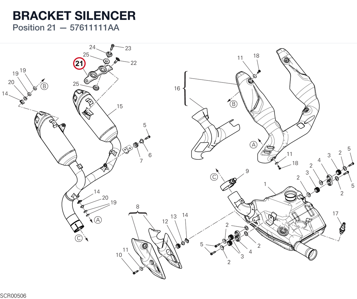 BRACKET SILENCER 57611111AA diagram position