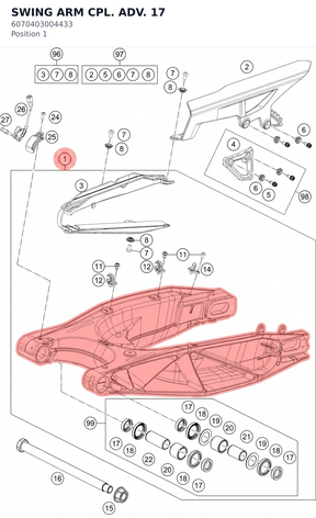 Diagram preview: SWING ARM CPL. ADV.         17 (6070403004433)