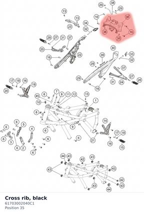 Diagram preview: Cross rib, black (61703002040C1)