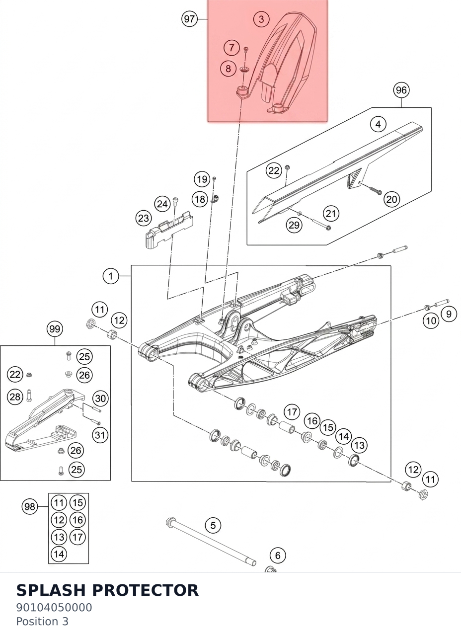 Diagram preview: SPLASH PROTECTOR (90104050000)