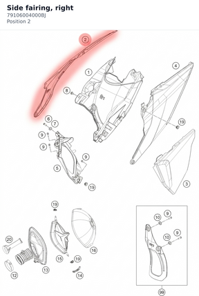 Diagram preview: Side fairing, right (79106004000BJ)