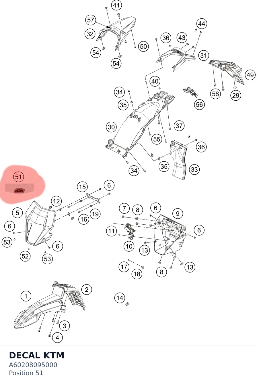 Diagram preview: DECAL KTM (A60208095000)