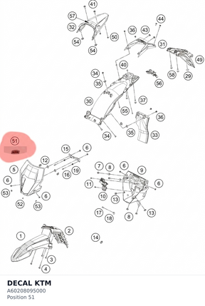 Diagram preview: DECAL KTM (A60208095000)