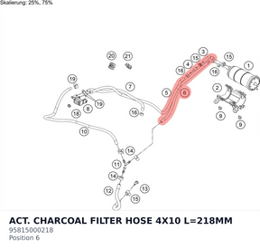 Diagram preview: ACT. CHARCOAL FILTER HOSE 4X10 L=218MM (95815000218)