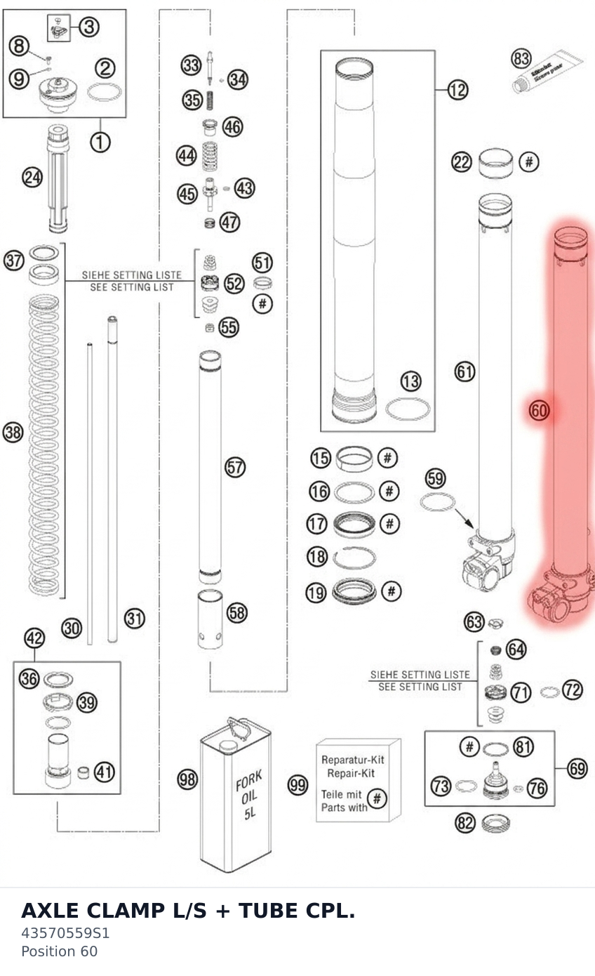 Diagram preview: AXLE CLAMP L/S + TUBE CPL. (43570559S1)