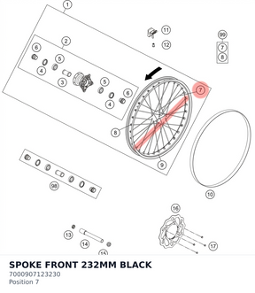 Diagram preview: SPOKE FRONT 232MM BLACK (7000907123230)